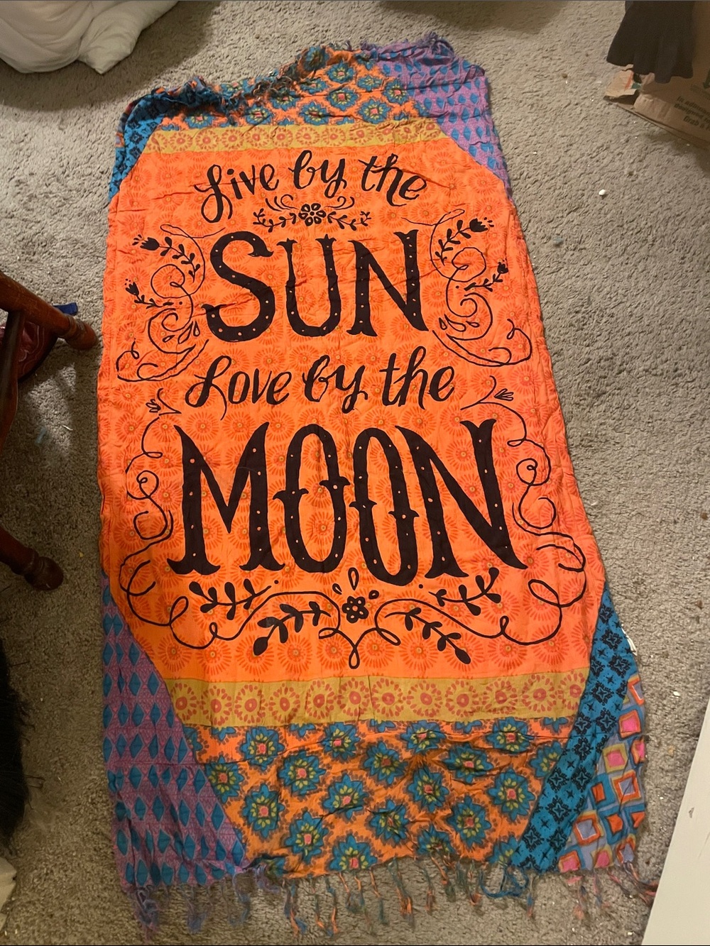 Live by the Sun Love by the Moon Orange Beach Towel